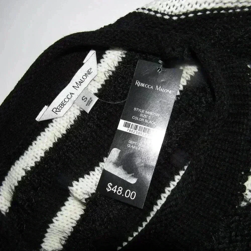 NWT REBECCA MALONE Black White Sweater Size S